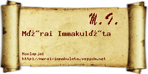 Mérai Immakuláta névjegykártya